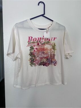 Rebellious One Cream Graphic Tee with Pink & Green
